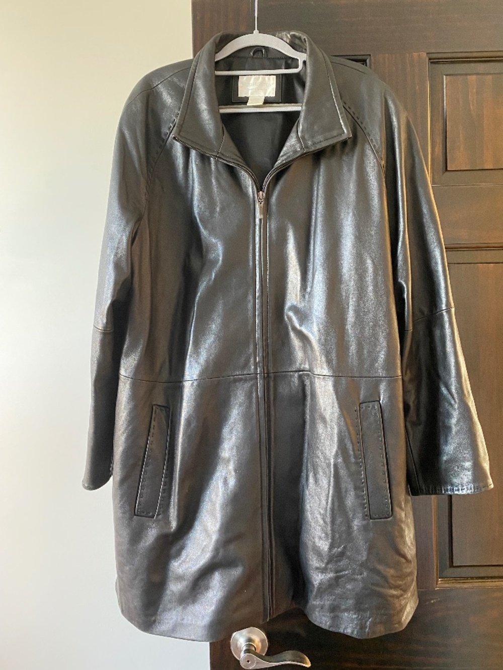 Worthington Women’s Black Genuine Lambskin Leather Coat Jacket Size 2X Plus Zip